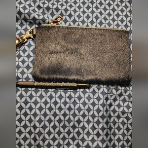 Michele Lopriore Dk Blue bag, Pouch, makeup bag, leather/animal's fur